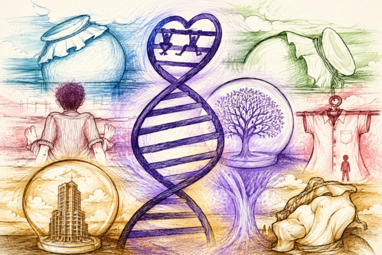Symbolic DNA Helix Collage